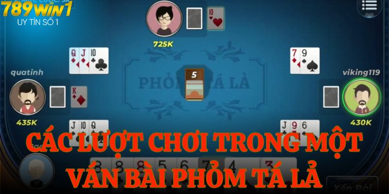 Chi tiết các lượt chơi trong một ván bài phỏm tá lả